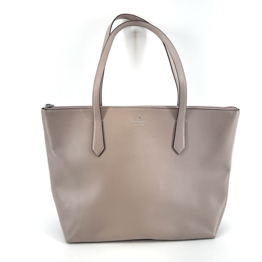 Kate Spade Light Purple Lilac Leather Tote Bag Purse Zip Top New with Tiny Flaw